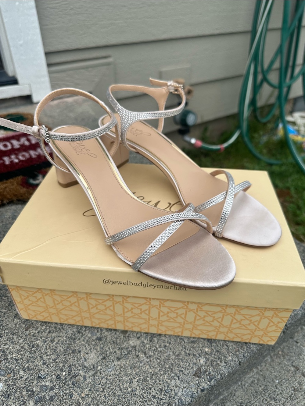 Jewel Badgley Mischka champagne heels